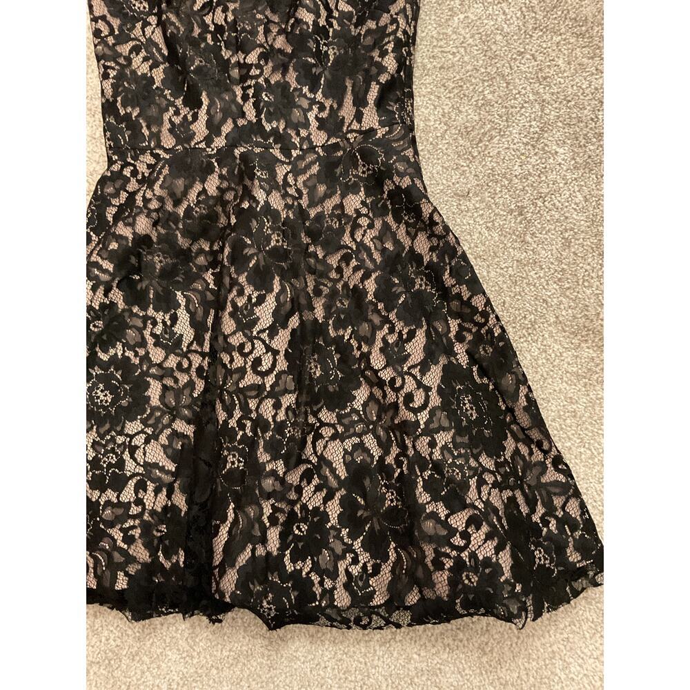 Vintage ABS Collection Black Lace Overlay Silk Blend Strapless Cocktail Dress, 4 - Picture 4 of 7